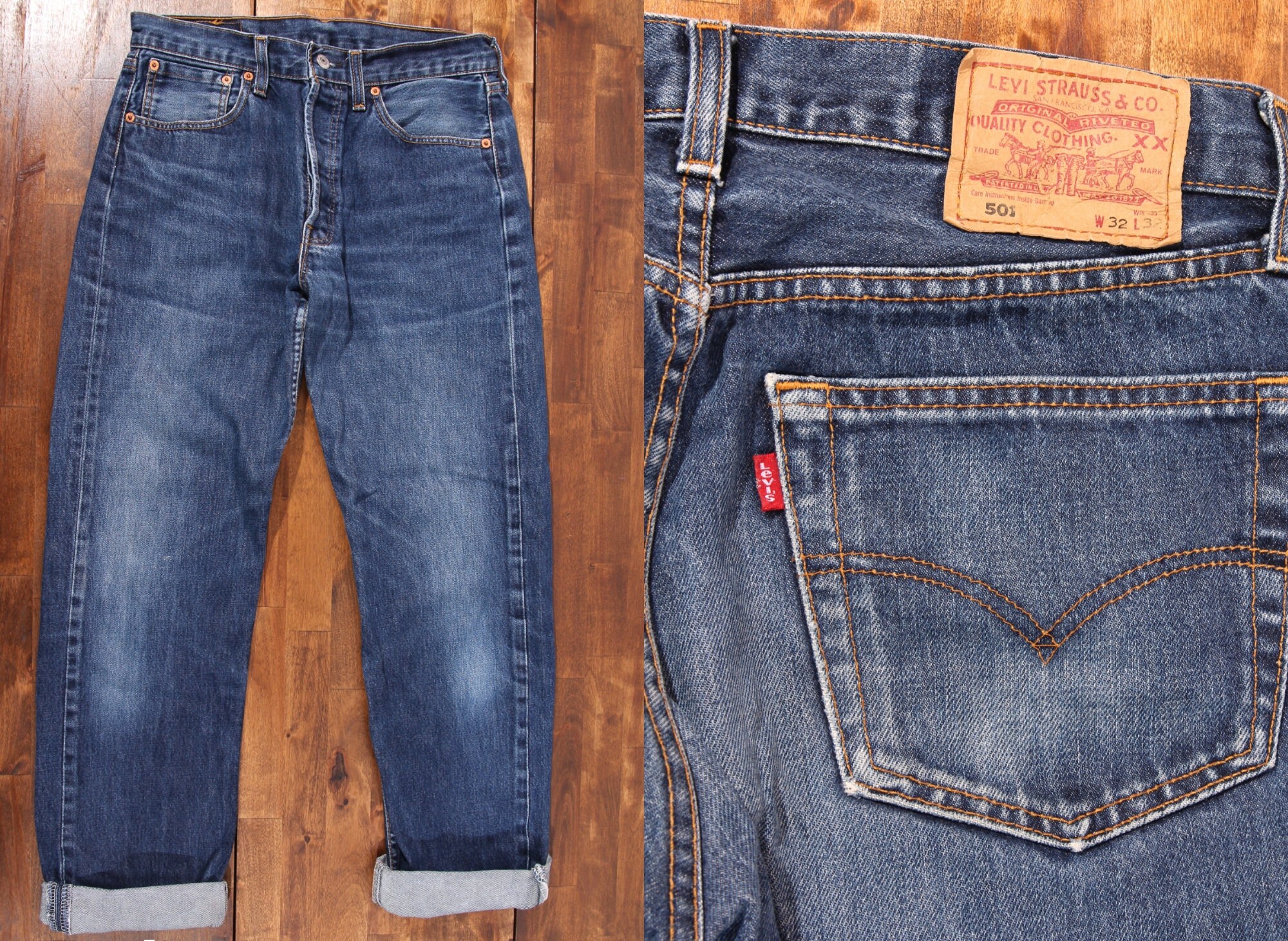 L32 Blue Faded Jeans / 80s Levis Jeans 