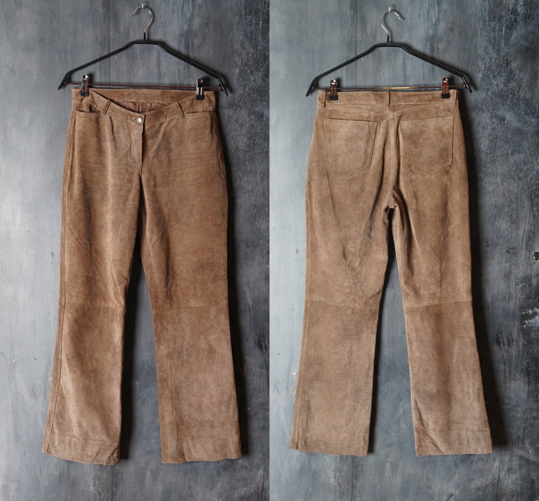 Vintage 100% Suede Leather Tan Pants
