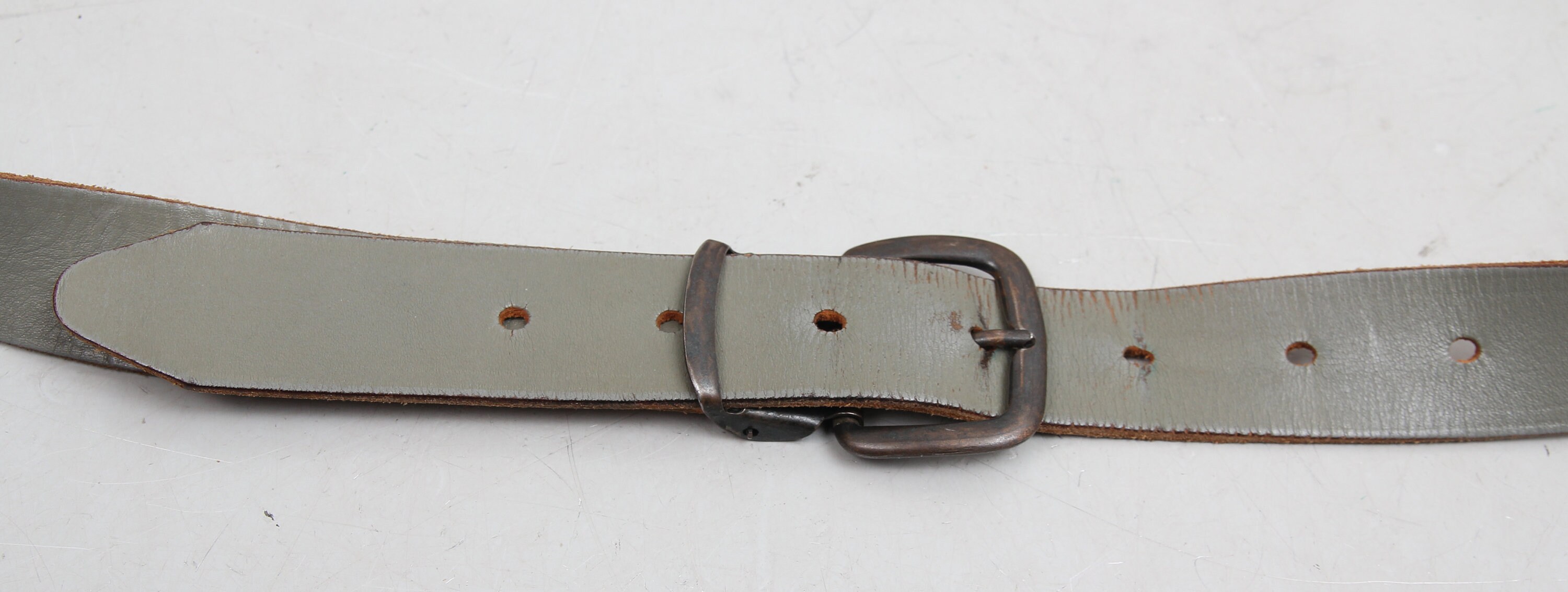 Vintage Grey Genuine Leather Belt / Khaki Leather Belt / Men Etsy