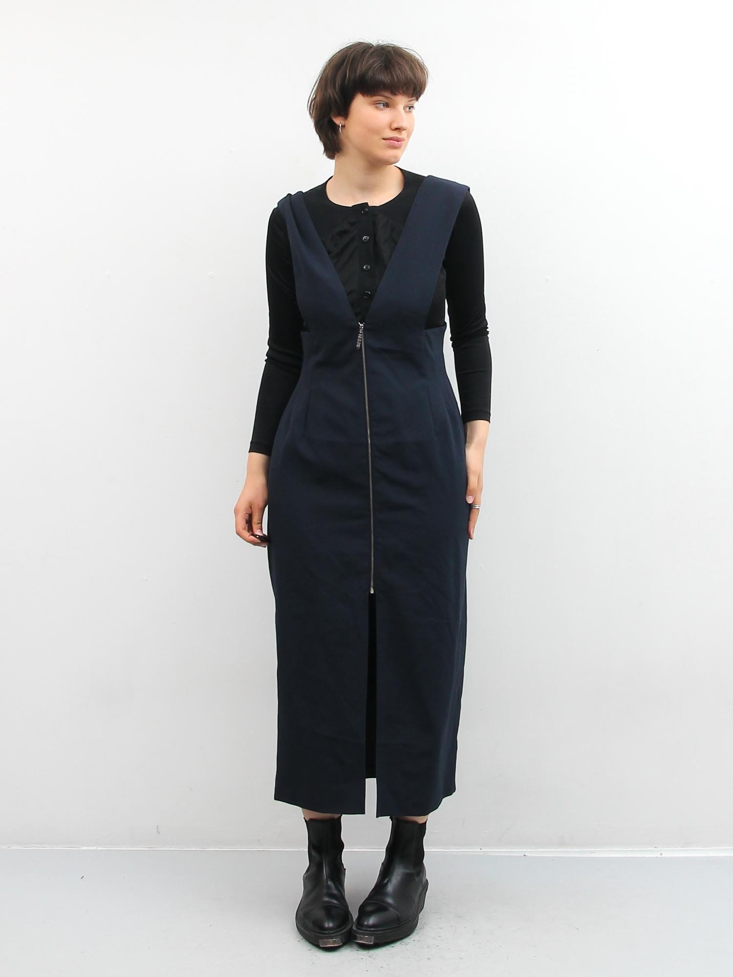 Navy Blue Zip Up Dress / Sleeveless Sarafan Dress / L XL Dress Etsy