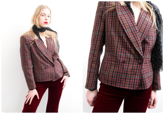 Vintage Plaid Colorful Blazer / 90s French Blazer