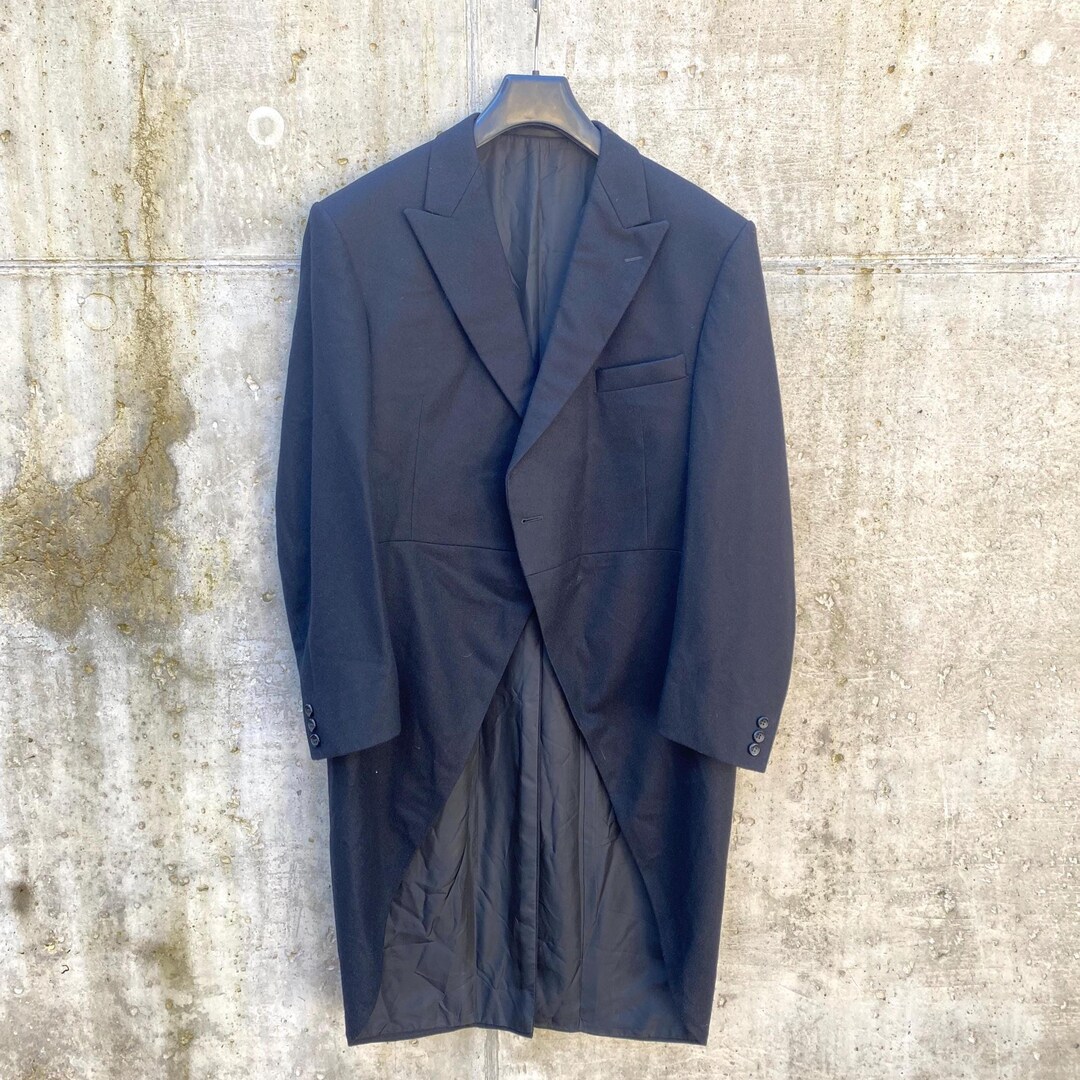 Vintage Man Black Morning Coat / Large Frock /antique Black Wool Long ...