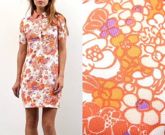 60s Designer Dress JEAN DESSES / Vintage Floral Dr