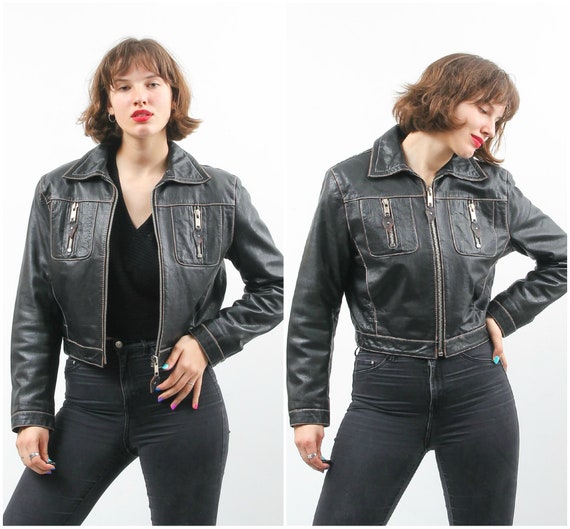 Woman Leather Blazer / Crop Leather Blazer / Vinta