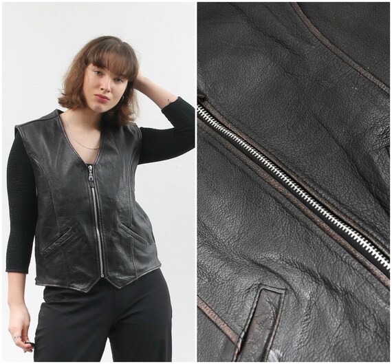Vintage MAURITIUS Leather Vest / Real Leather Vest