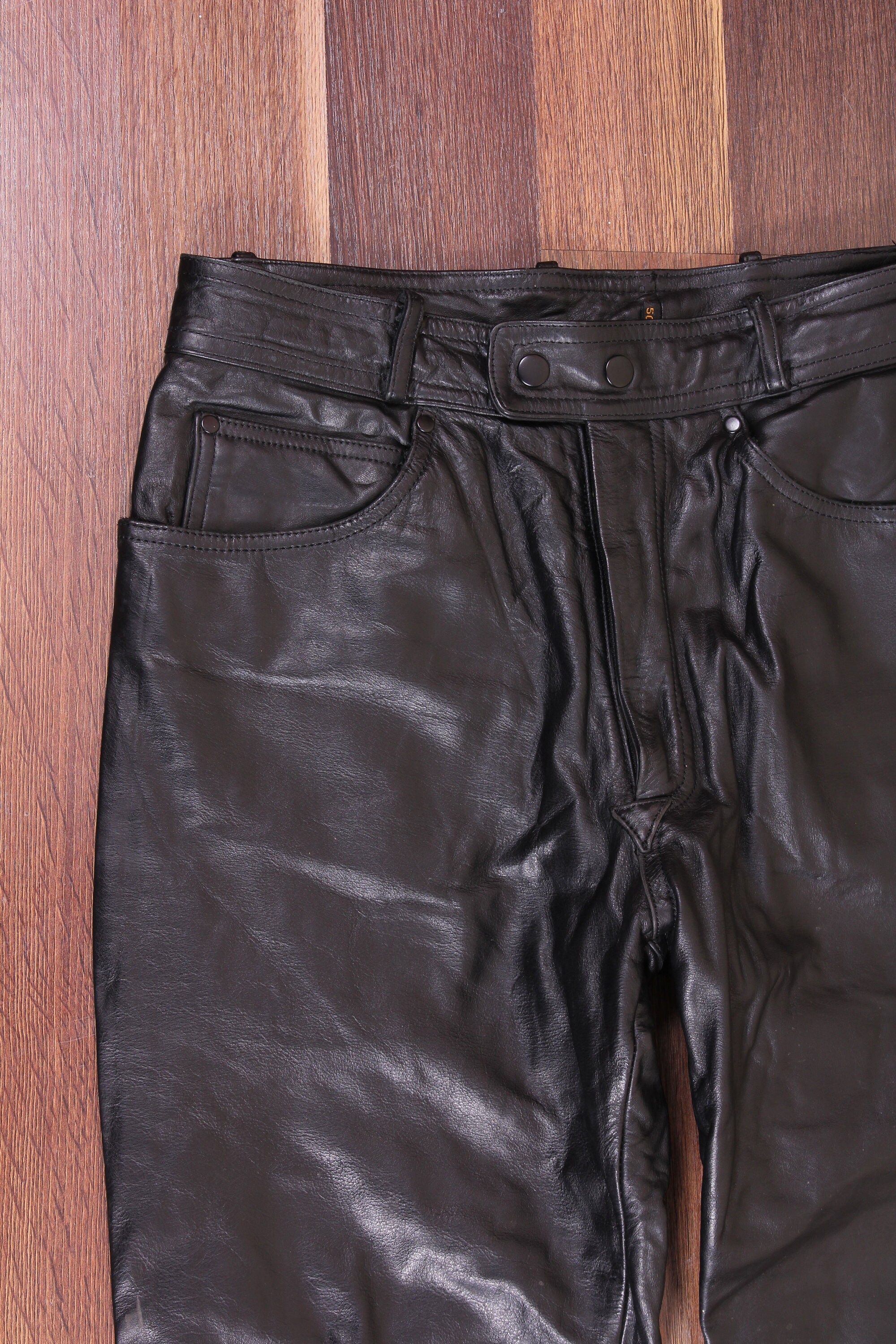 Vintage Black Genuine Leather Pants Size 50 / Men Black Etsy