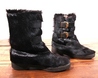 black fur boots