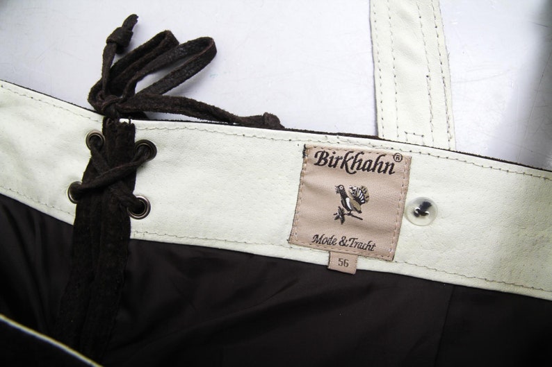 Vintage Men Brown Leather Oktoberfest Overalls Trachten Dirndl Bavarian Overalls Suede Overalls Traditional Ethnic Men Size 56 overalls
