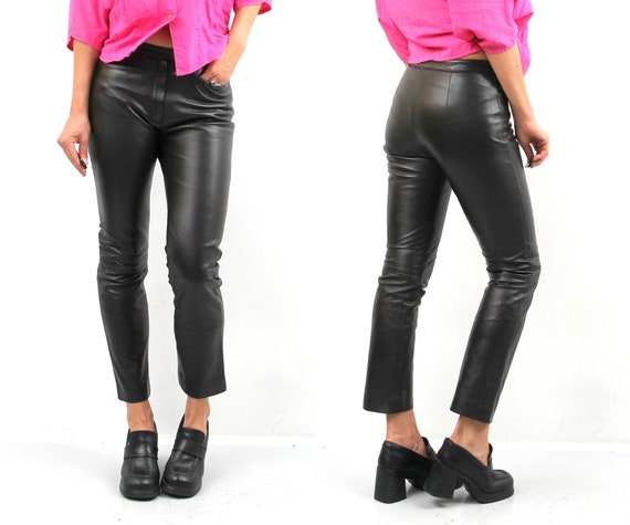 90s Arma Brown Leather Pants / Women Leather Pants