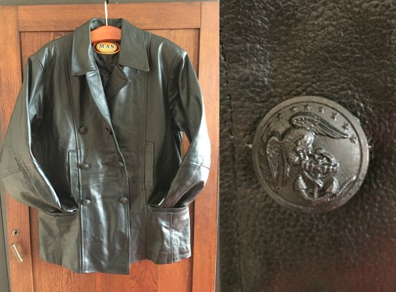 80s Man Black Leather Blazer / MAS Leather Blazer
