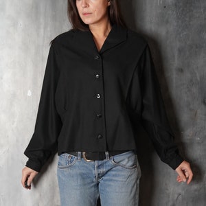 Vintage Women Black Lancetti Jacket / Women Black Blazer / Women Large Classic Blazer /Wide Sleeve Jacket /Minimalist Black Classic Jacket