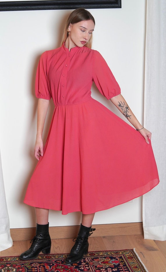 strapless open back dress Eva Pleated Tailored Knee-Length Midi Dress in Coral  Celebrity Designz