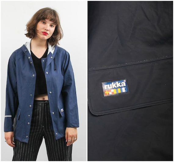 90s Rukka Raincoat / Vintage Blue Raincoat / Unise