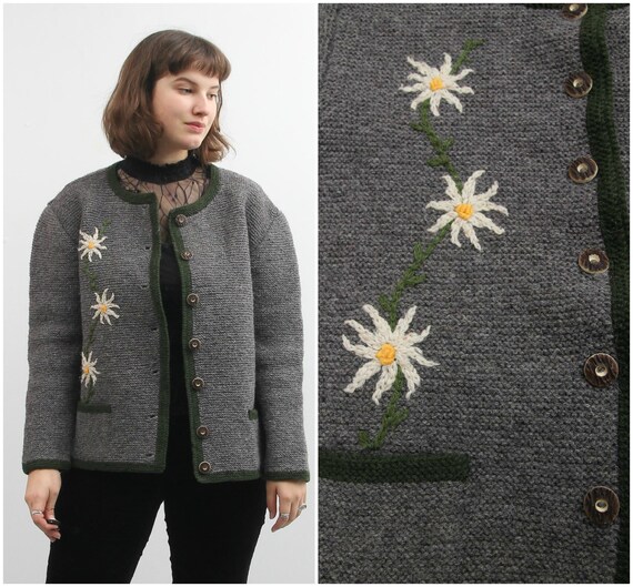 Vintage Knitted Cardigan / Trachten Dirndl Cardiga