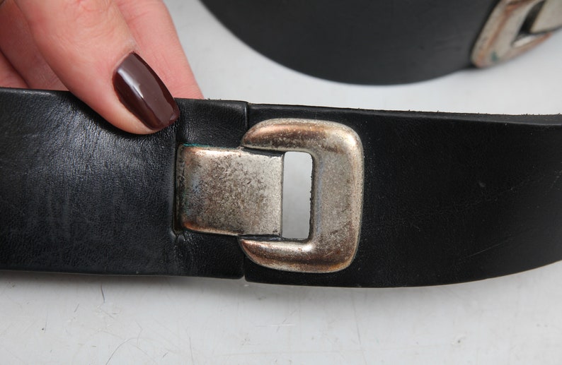 Vintage Black Genuine Leather Belt Studded Belt Men Leather Belt 90s Leather Belt Real Leather Belt No Limit Belt Metal Buckle