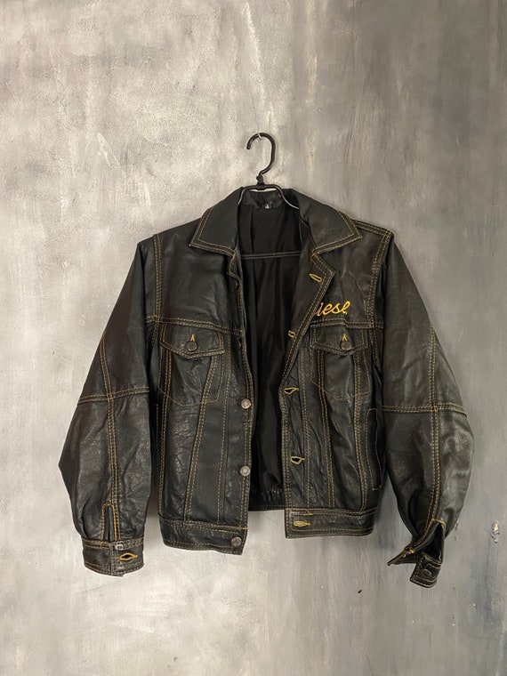 DIESEL Leather jacket 80's〜90 80s Diesel Leather Jacket / Diesel Punk Head Jacket