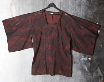 Michiyuki Kimono / Vintage Burgundy Traditional Japanese Kimono Jacket / Japan Kimono / Women Kimono / Vintage Kimono