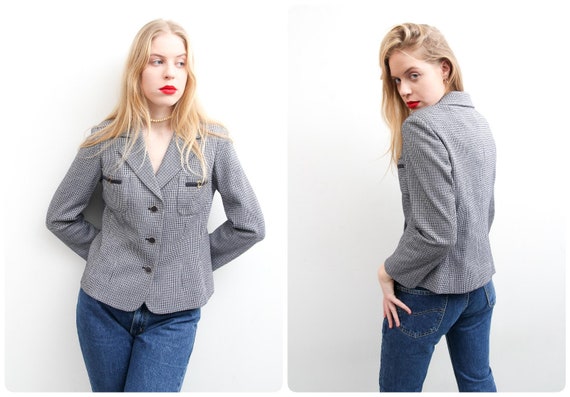 Vintage Blue Blazer Jacket / Plaid Desarbre Blazer