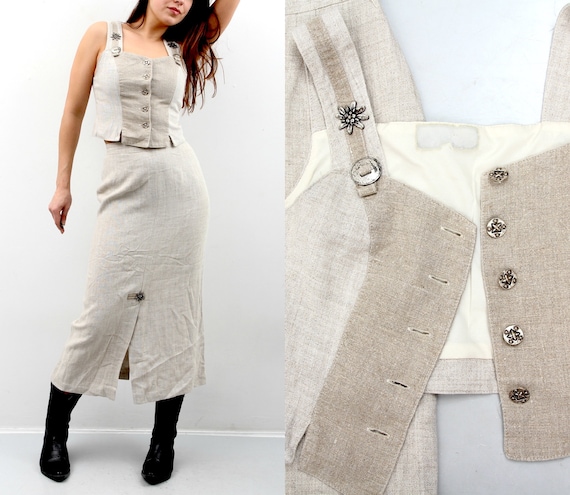 Vintage Linen Set / Trachten Set / Skirt Top Set /