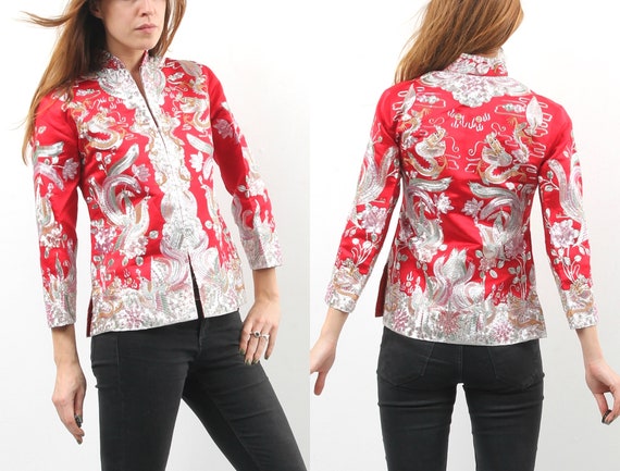 Antique Chinese Silk Embroidery Silver Metal Jacke