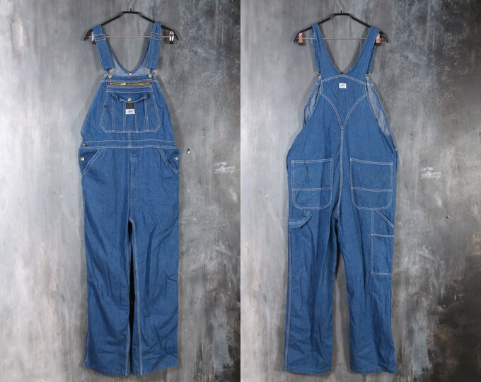80s Blue Denim Overalls / Men Denim Overalls / Worker Overalls / Denim