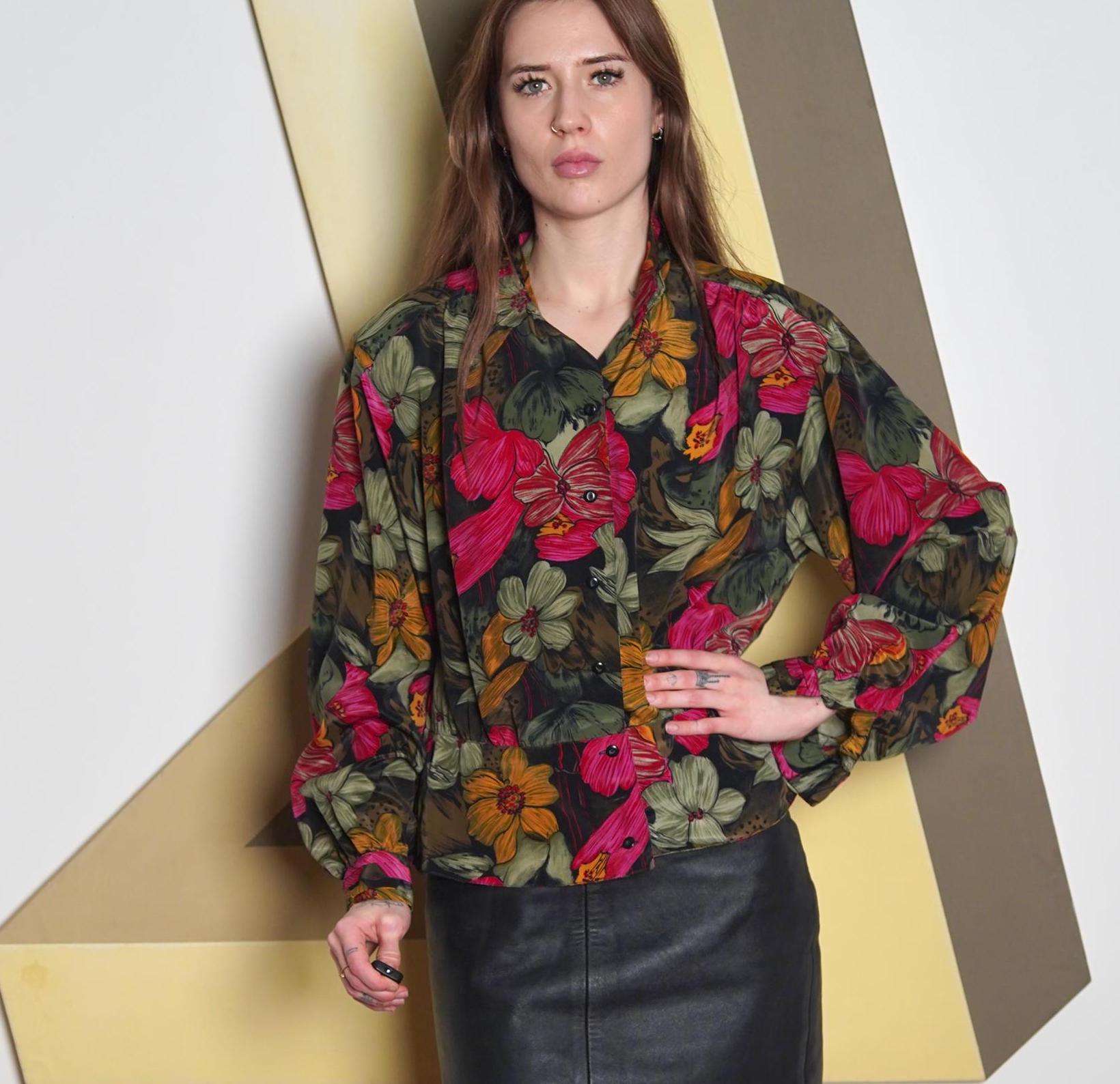 Chemisier à Motifs Floraux Yessica Taille L - Coton, Manches Longues, Très Bon état