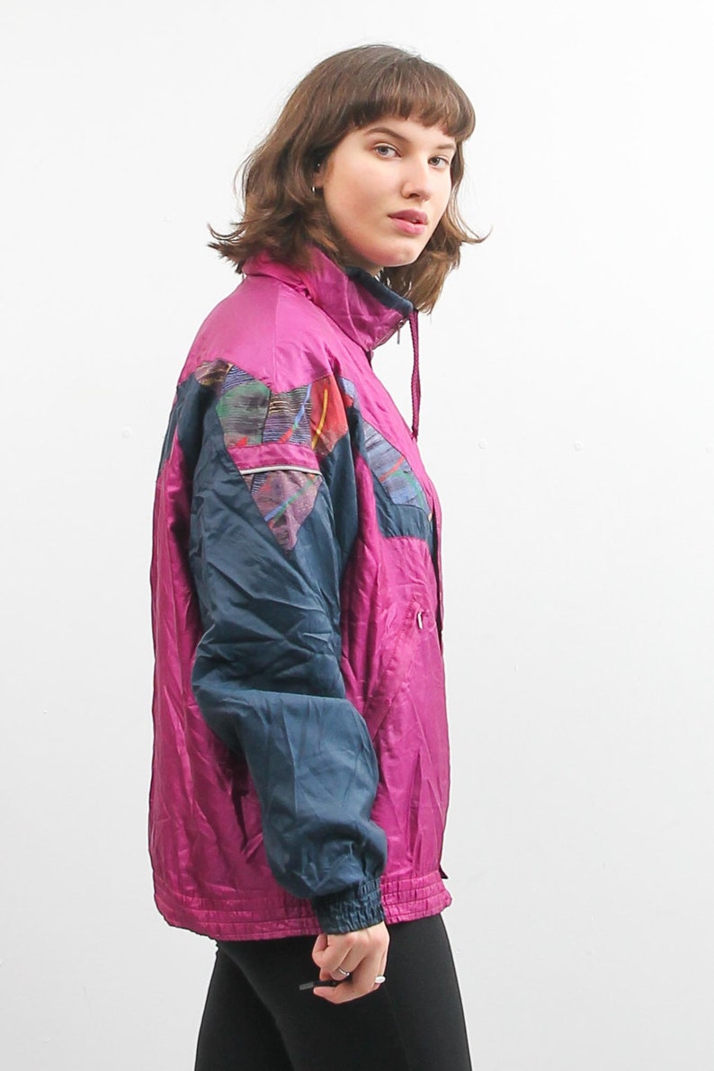 Vintage Rukka Windbreaker 90s Zip Up Track Jacket Rukka Sports Jacket Vintage Activewear Women Rukka Jacket Pink And Blue Jacket