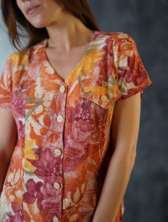 Vintage Floral Blouse Griffon Freres / Made in Fr… - image 4