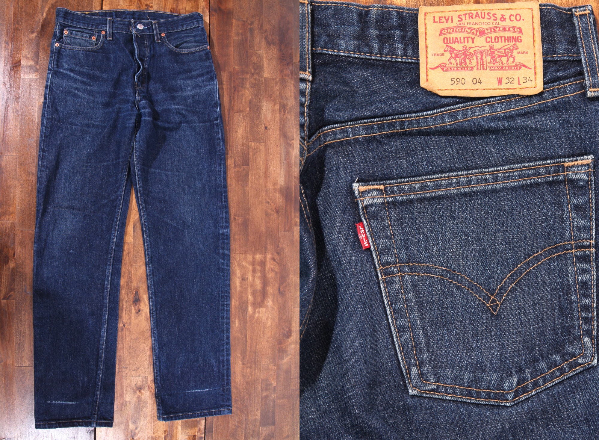 Vintage Levis 590 Blue Jeans W32 L34 / Men Levis Jeans / Women - Etsy