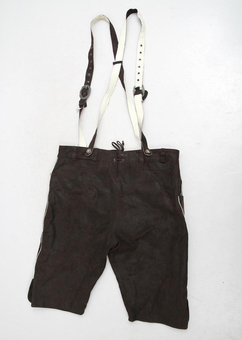 Vintage Men Brown Leather Oktoberfest Overalls Trachten Dirndl Bavarian Overalls Suede Overalls Traditional Ethnic Men Size 56 overalls
