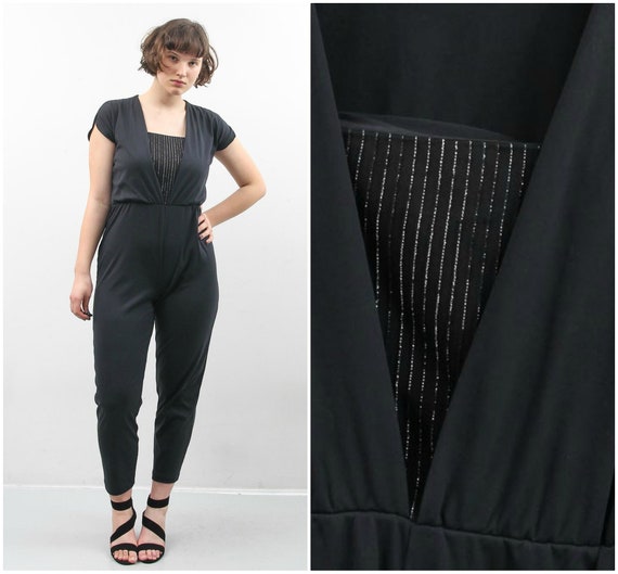 Vintage Black Bodysuit / 90s Bodysuit / Women Jump