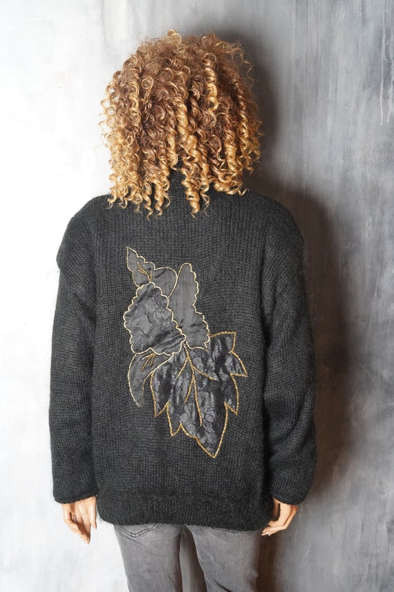 Vintage 80s Embroidered Mohair Cardigan - Oversized One Size - Etsy