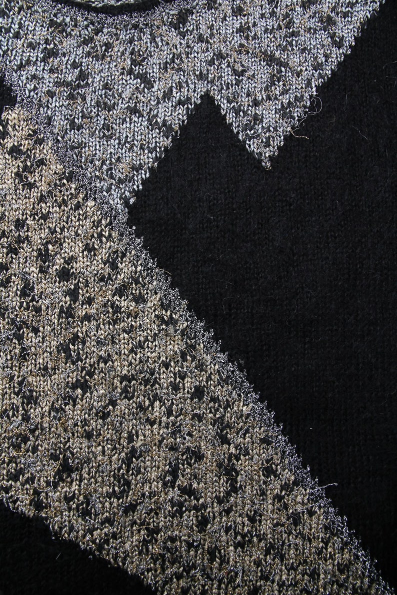 Vintage Abstract Sweater Women Pullover Sweater Warm Knitted Sweater Boho Bohemian Sweater Fall Winter Sweater Small Black Sweater