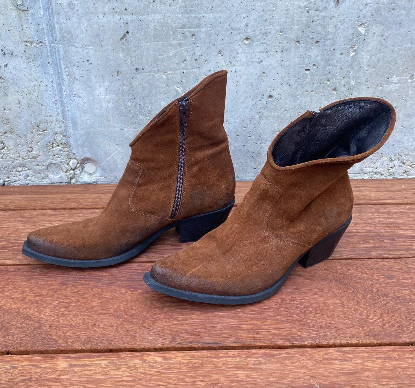 Bottines Modern Vintage En Cuir/Suede Marron - Taille 10 US, Fabriqué En Italie