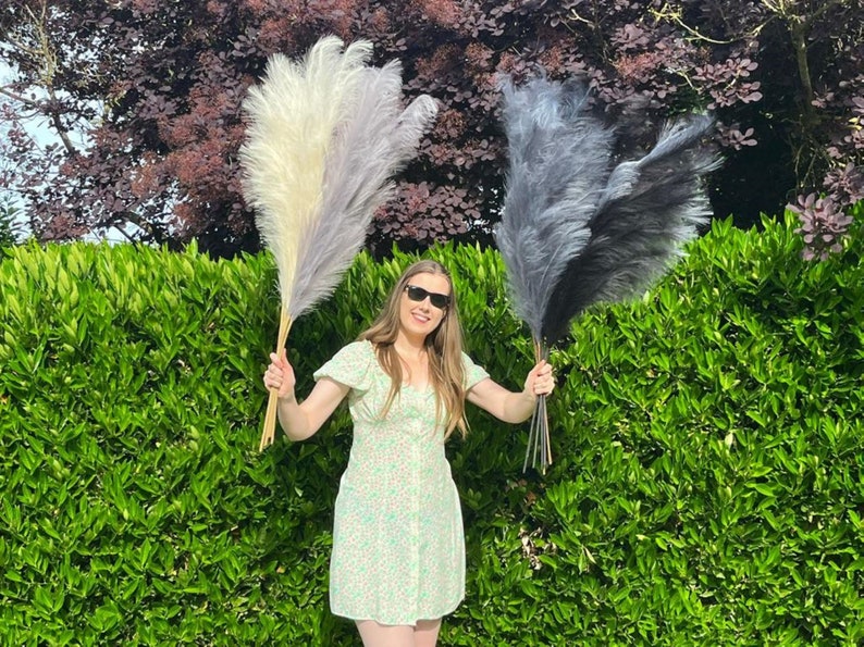 XL Faux Pampas Grass 120cm Tall Boho Wedding Decor Grey Etsy UK