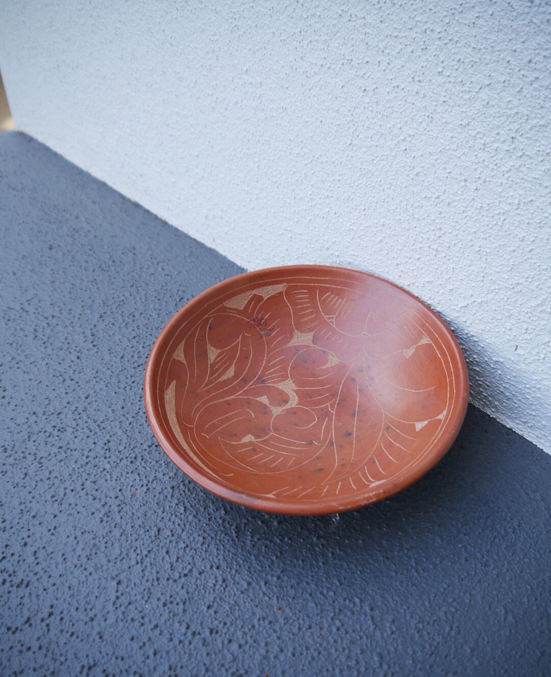 Boho Bowl in Red Clay / Sgraffito Handmade Decorative Bowl / Etsy
