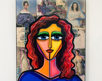 In haar Victoriaanse tijdperk origineel schilderij | Vrouwelijke abstractiecollectie