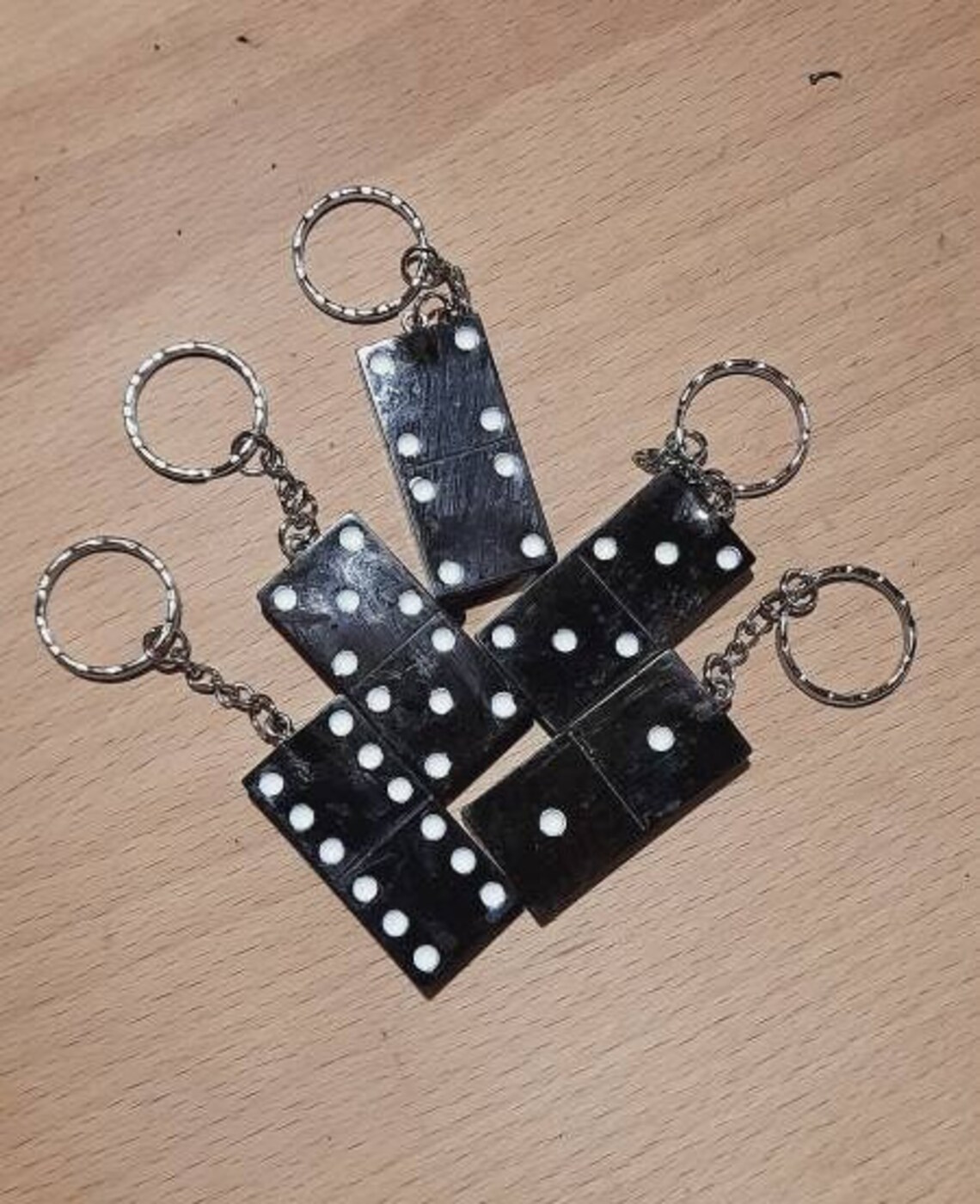 Domino Keychain Black Epoxy Resin, Sleek Handmade Accessory for Keys ...