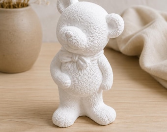DIY Teddy Bear Figurines for Painting, White Bear Craft Kit, Paint Your Own Bear, Kids Craft Activity, Plaster Figurines, Handmade Gift
