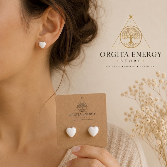 White Heart Stud Earrings, Minimalist White Earrings, Cute Heart Earrings, Small Everyday Studs
