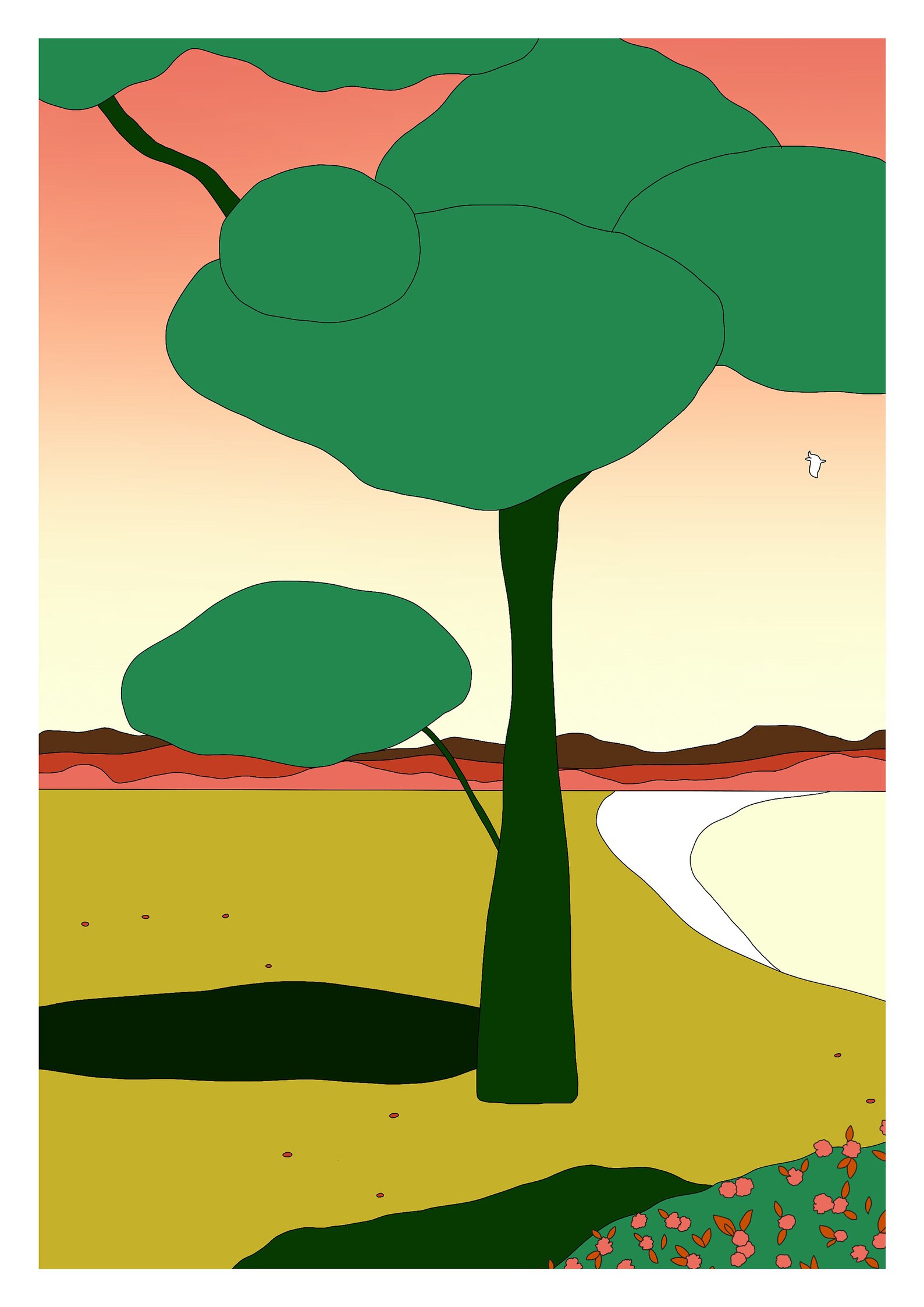 Abstract Landscape Diptych Art Print Two A4 Digital Botanical Etsy