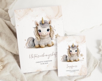 Set UHeft & vaccination certificate personalized CHARLOTTE, gift for birth, protective cover with name, gift idea for baby, cute unicorn for girls