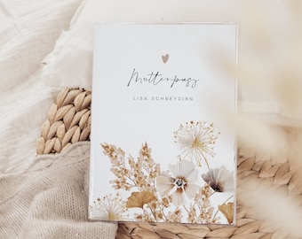 Maternity pass cover personalized with dried flowers – MIA, cover suitable for the German maternity pass, loving gift for pregnancy
