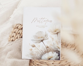 Maternity pass cover MARLA personalized with name, protective cover for the documents, gift idea for pregnancy, simple flower design