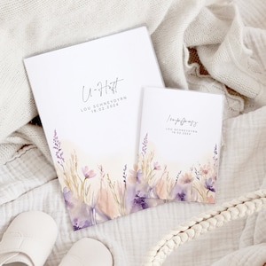 Set U-Heft und Impfpass personalisiert LOU, Geschenk zur Geburt, Geschenkidee für Baby Mädchen, schlichtes florales Design, dezente Blumen