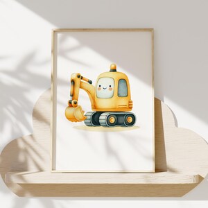 Poster Kinderzimmer BAGGER, Baustelle, Kinderposter, Babyzimmer Bilder, Geschenk zur Geburt, Kinderzimmer Dekoration, Bagger Kinder