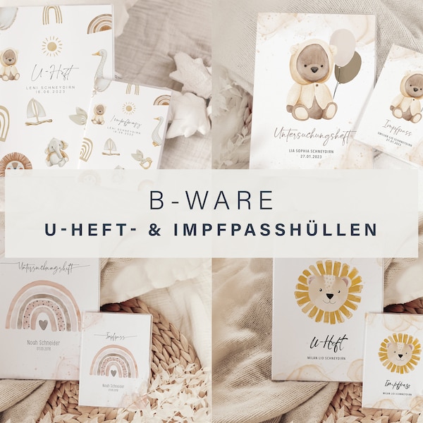 B-WARE U-Heft und Impfpass Set personalisiert, Geschenk zur Geburt, Schutzhülle mit Namen, Geschenkidee für Baby Mädchen und Jungen, Einband