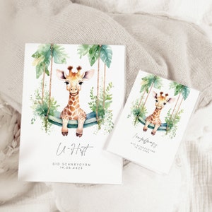Set U-Heft und Impfpass personalisiert GIO, Geschenk zur Geburt, Schutzhülle mit Namen, Geschenkidee für Baby und Kleinkind, Giraffen Bild