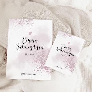 Personalisierte U-Heft & Impfpass Hülle LILAC STARDUST – Geschenk zur Geburt für Mädchen, Schutzhülle mit Name, Flieder Umschlag für Mädchen
