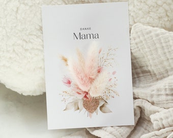 Karte mit Trockenblumen für die Mama zum Muttertag, Geschenk zum Muttertag, Dankeskarte für Mama, Muttertagsgeschenk mit Blumen, FLORA 2